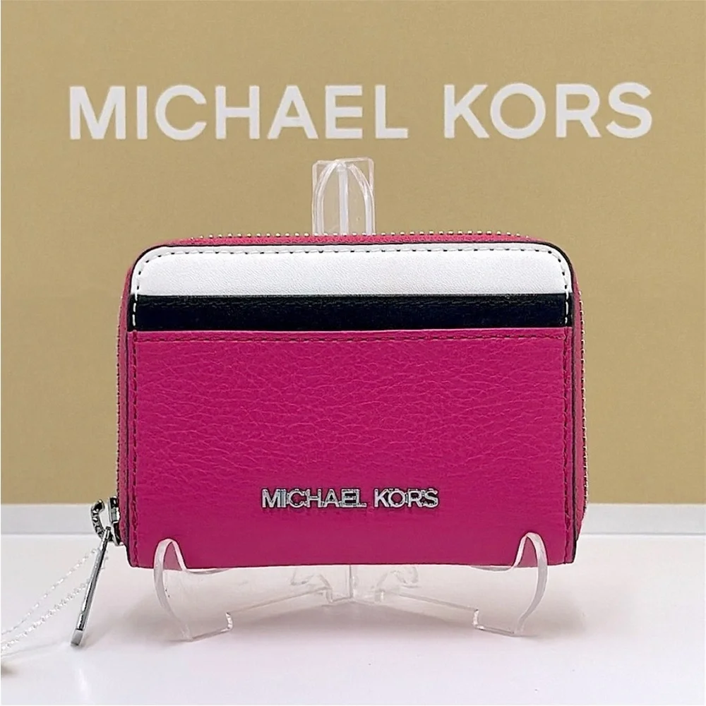 Michael Kors Jet Set Travel Medium Color-Block Wallet DRAGONFRUIT MULTI NWT
